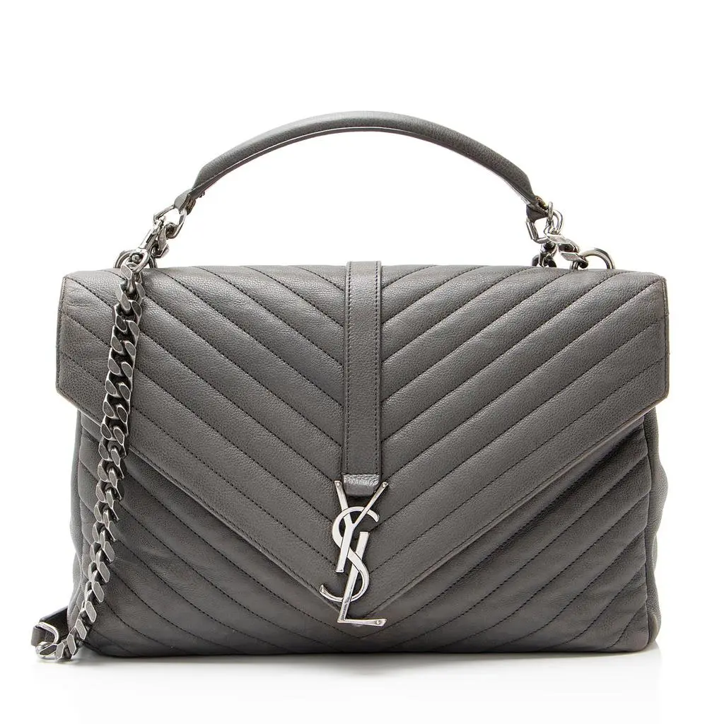 Yves Saint Laurent Matelasse Calfskin Monogram College Large Shoulder Bag