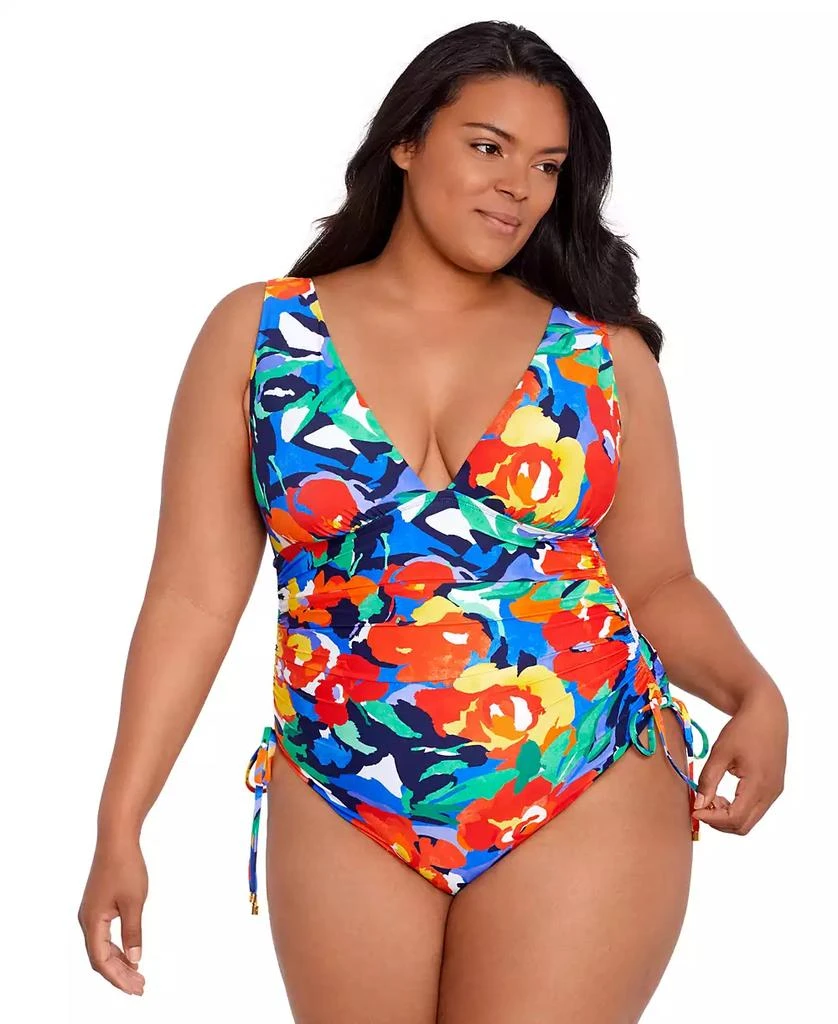 Ralph Lauren Plus Size Side-Shirred One-Piece Swimsuit 1