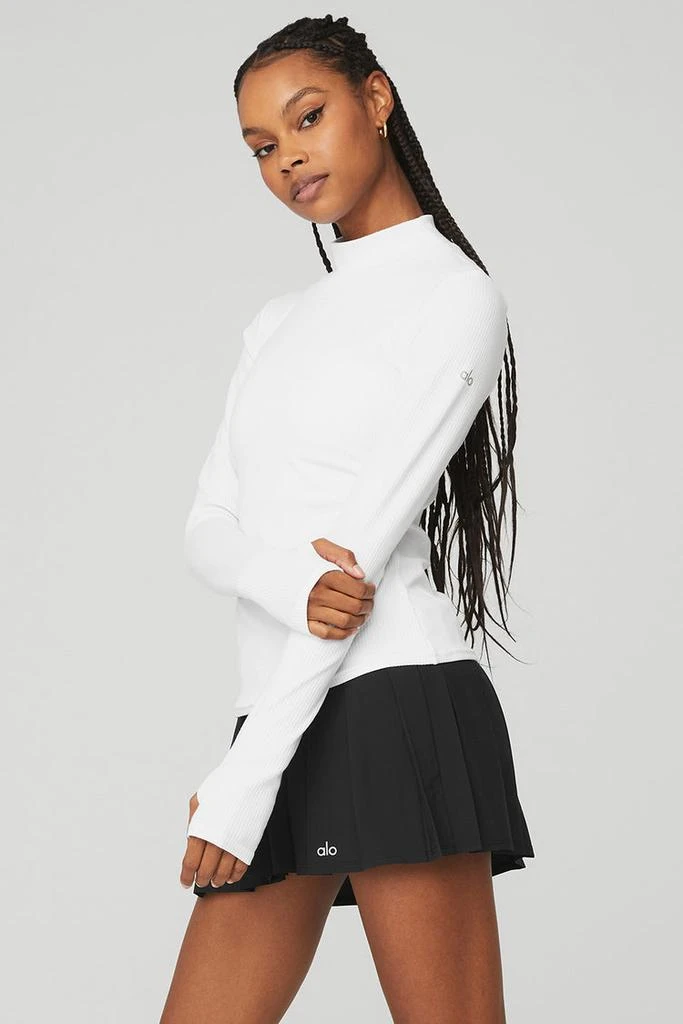Alo Wellness Rib Mock Neck Long Sleeve - White 3