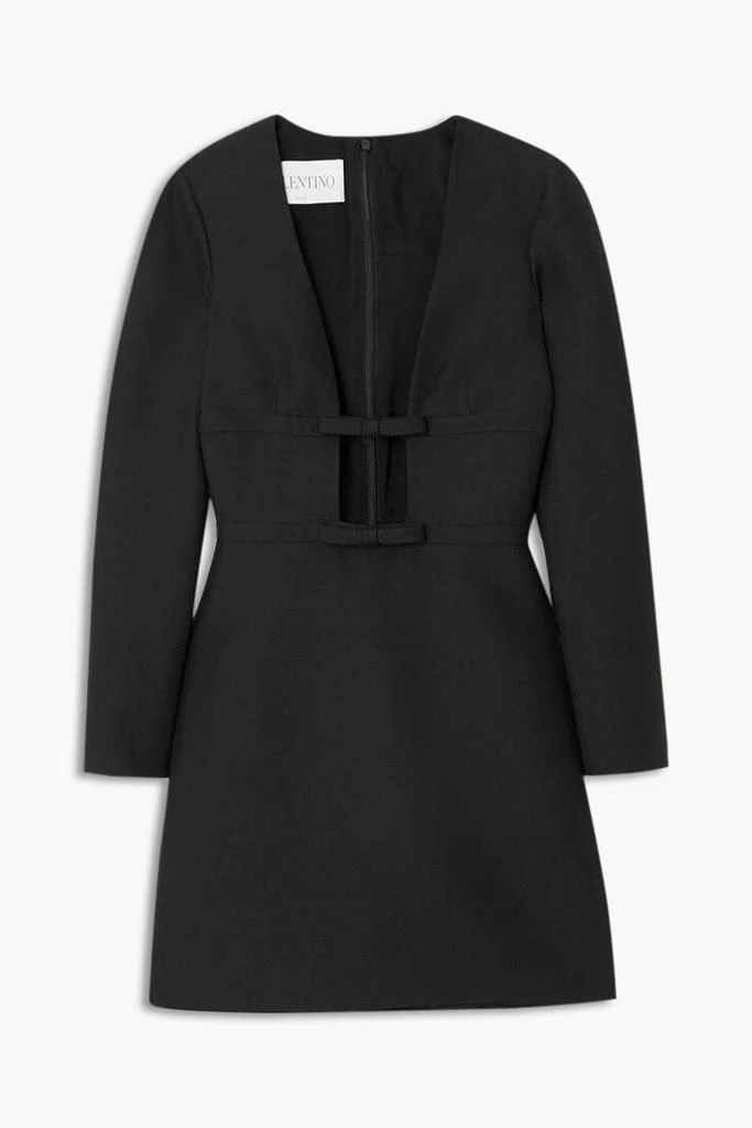 Valentino Cutout bow-detailed wool and silk-blend crepe mini dress 1