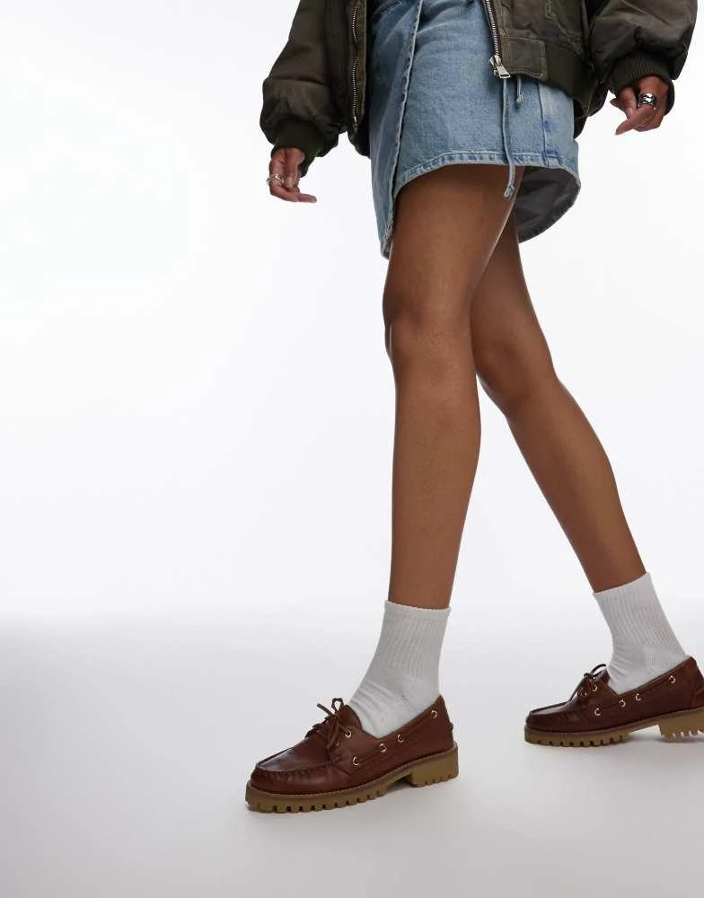 Bronx Bronx Sie-nna boat shoes in coffee bean vintage leather 2