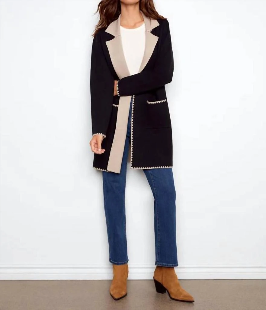 CHARLIE B Charlie B - Solid Cardigan With Blanket Stitch 5