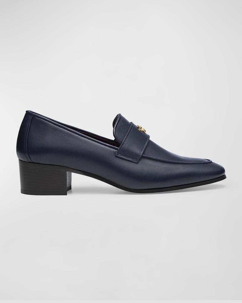Bougeotte Leather Medallion Heeled Loafers 1