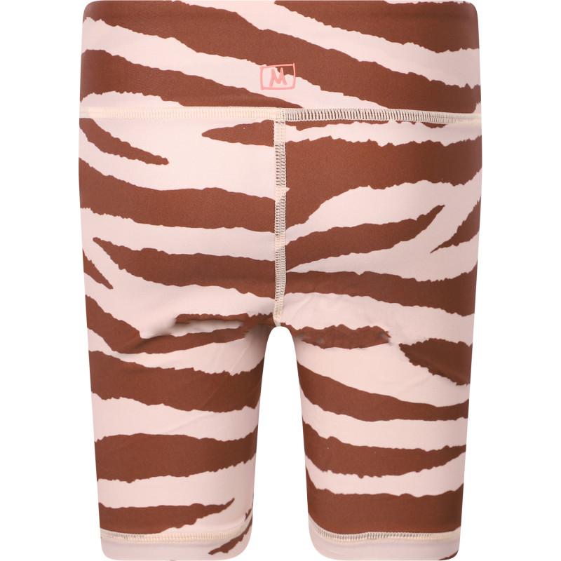 Munster Zebra stripes tight sports shorts in beige and brown