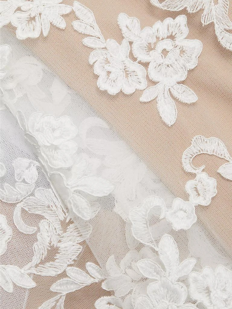 MARCHESA Appliqué Lace Strapless A-Line Midi-Dress 7