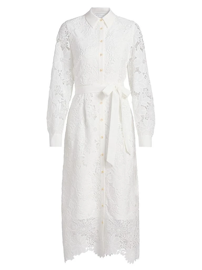 Elie Tahari Women's The Lilia Lace Midi-Shirtdress - Sky White - Size 6