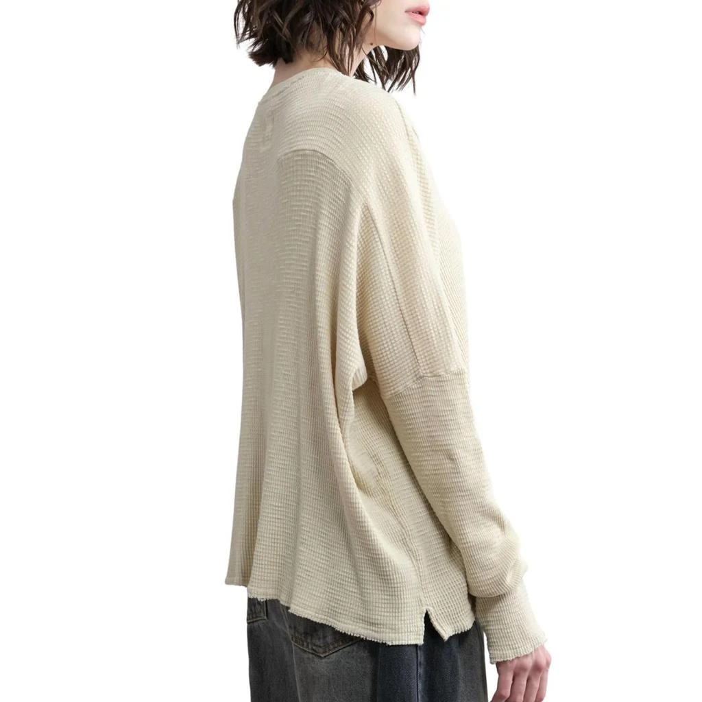 NSF Abbot Slim Sleeve Henley Top In Pigment Flour 2