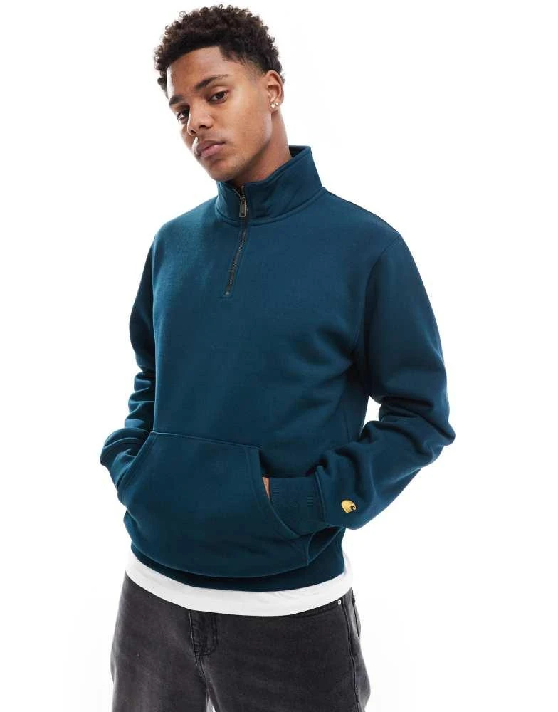 Carhartt WIP Carhartt WIP 3/4 zip sweatshirt in green 1