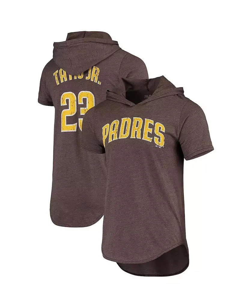 Majestic Men
s Fernando Tatis Jr. Heathered Brown San Diego Padres Softhand Player Tri-Blend Hoodie T-shirt 4