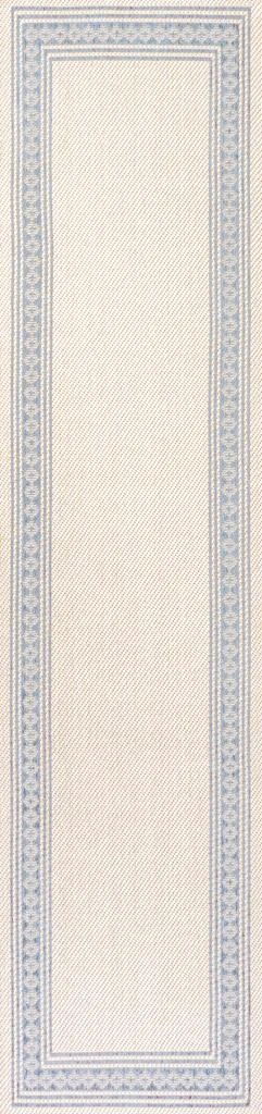 JONATHAN Y Lucia Classic Diamond Border Indoor/Outdoor Cream/Blue Runner Rug 2