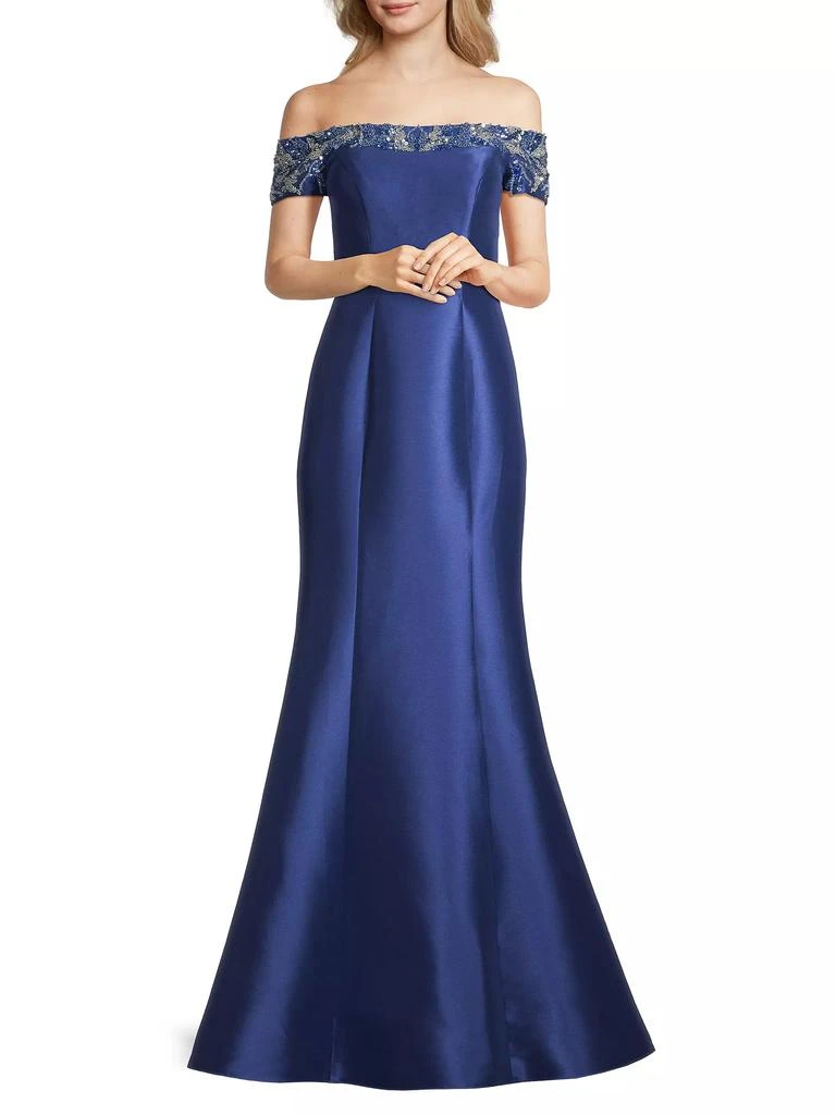 Basix Black Label Beaded Off-The-Shoulder Gown 2