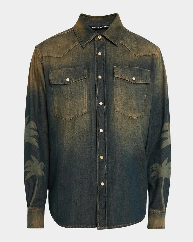 Palm Angels Men's Laser Palms Denim Shirt 1
