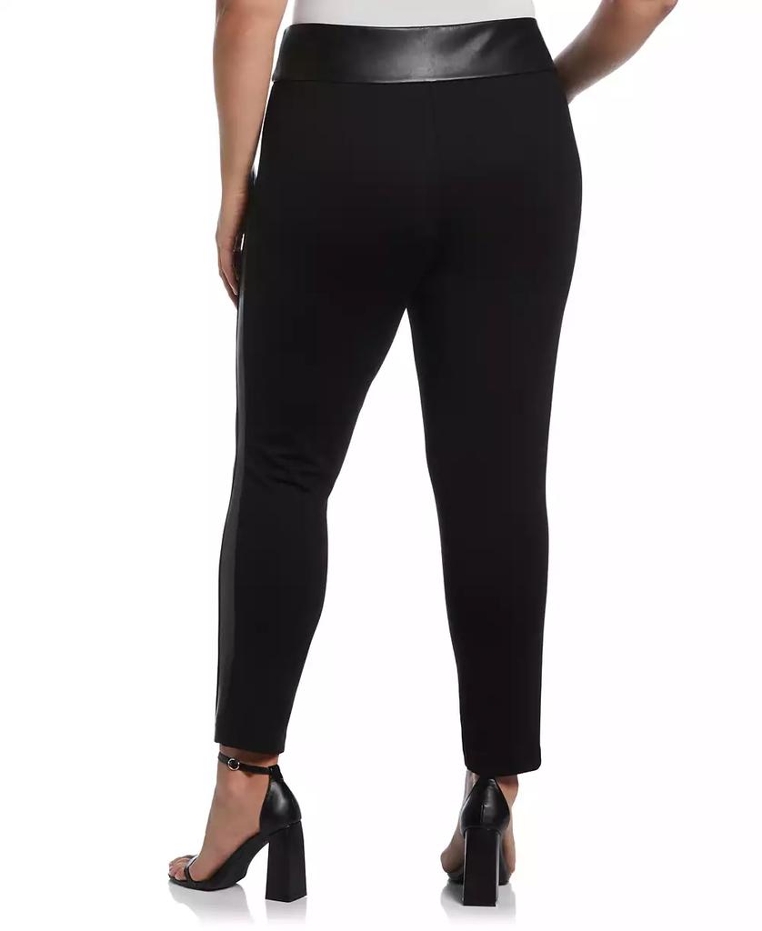 Rafaella Plus Size Faux Leather Trimmed Pull-On Pant