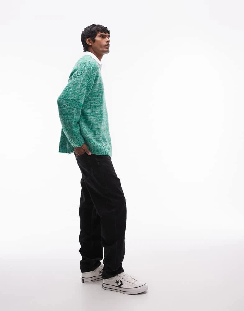 Topman Topman relaxed fit jumper in green marl 4
