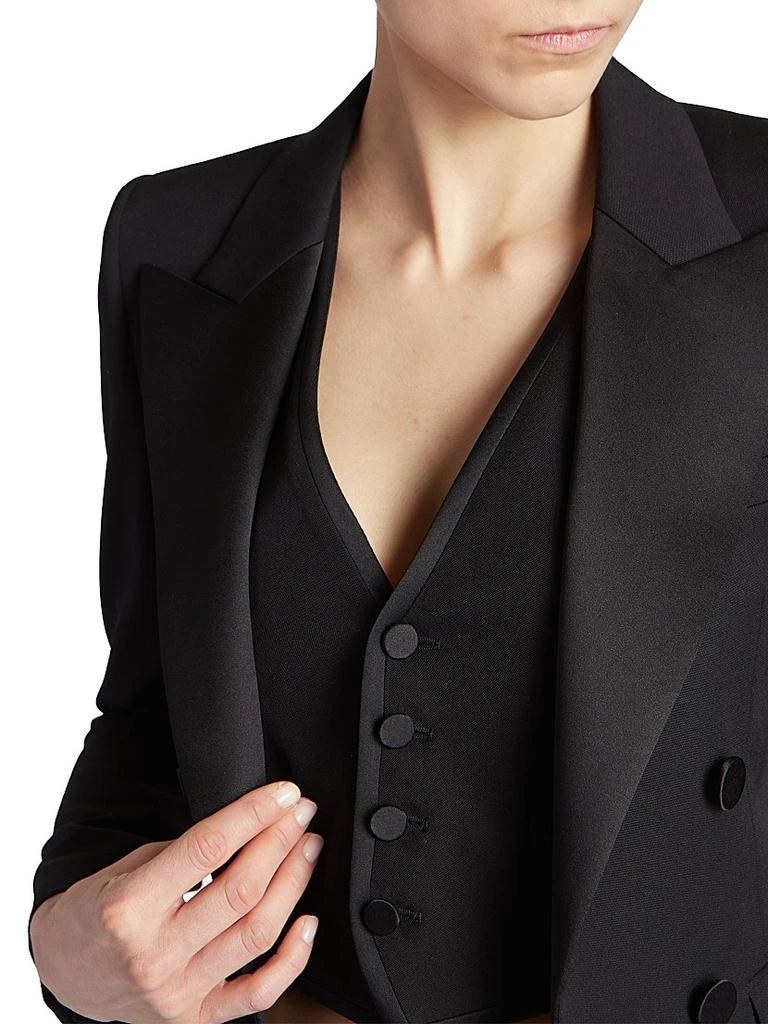 Yves Saint Laurent Cropped Tuxedo Blazer in Grain De Poudre 5