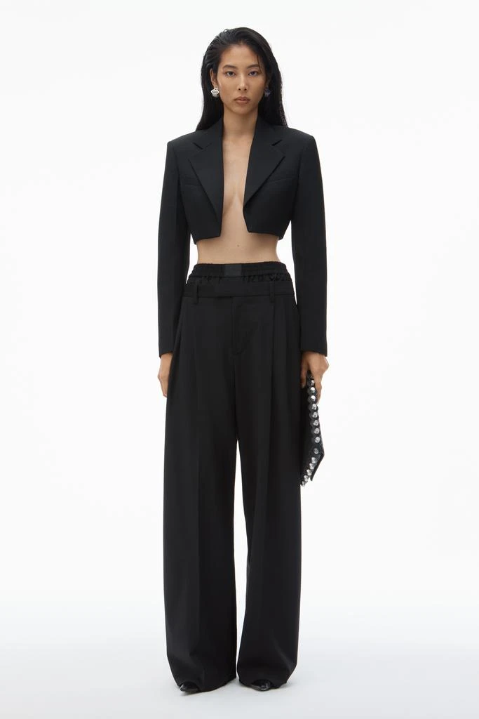 Alexander Wang cropped tuxedo blazer in wool tailoring 1