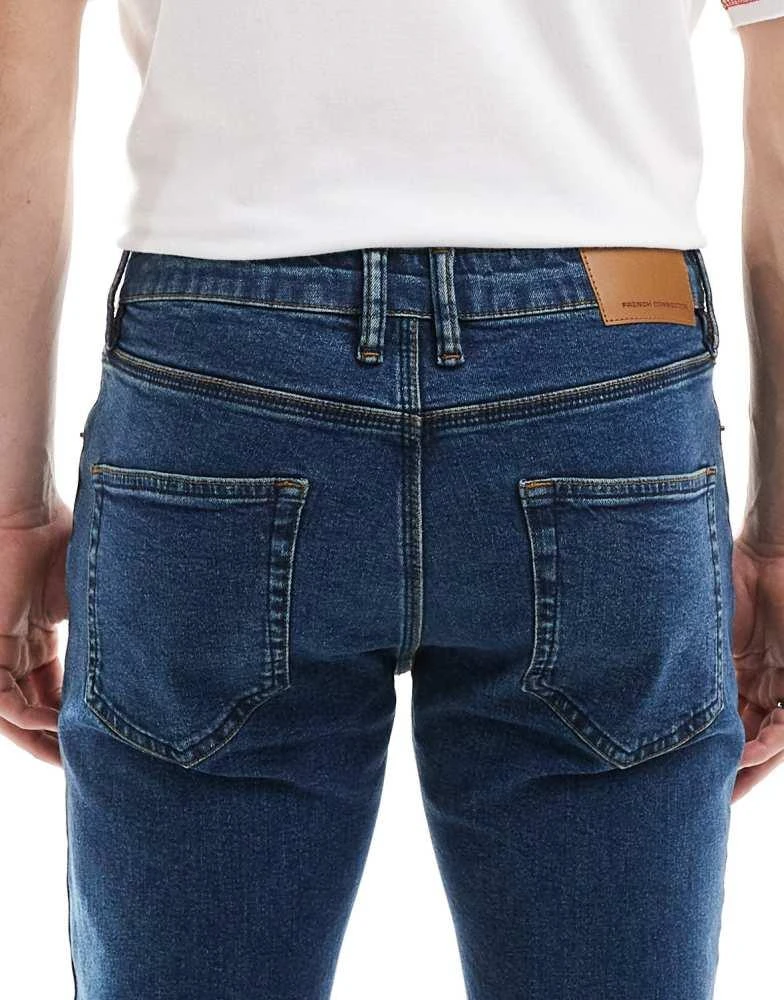 French Connection Mens French Connection slim fit jeans in dark blue wash 4