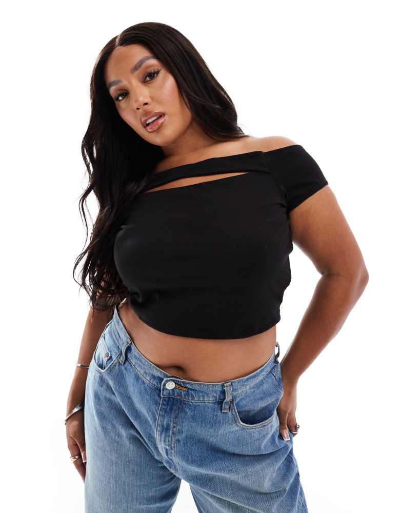 asos black bardot top