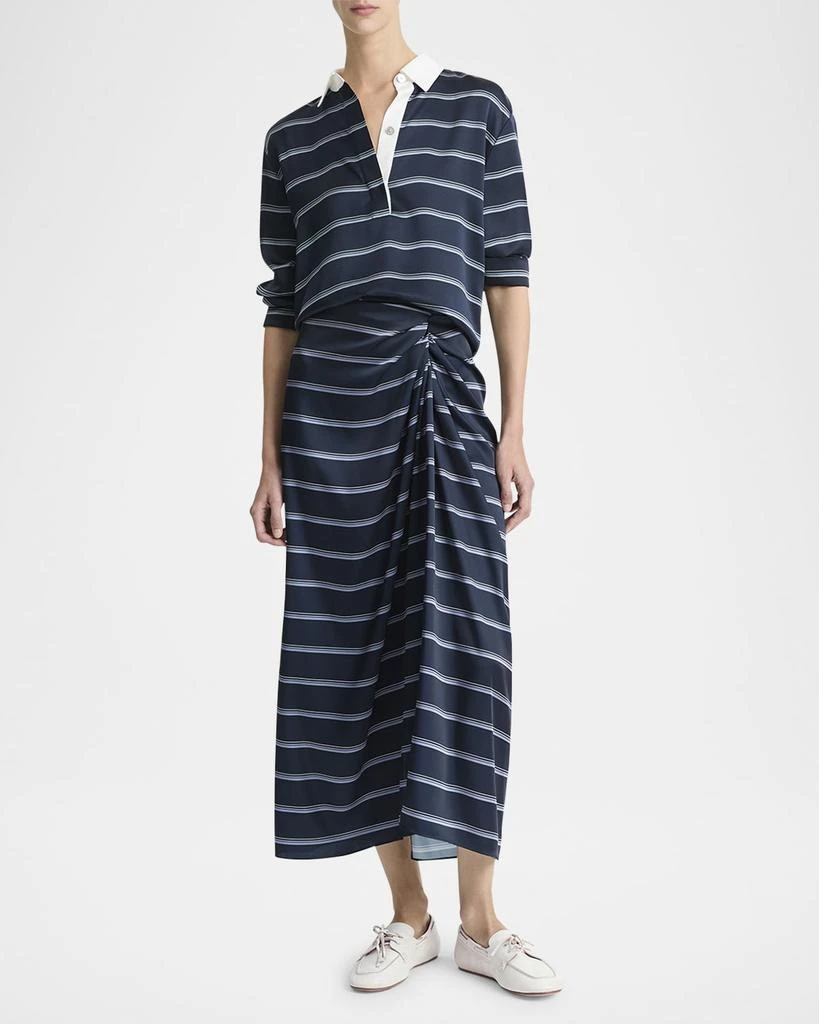 Vince Gathered Rugby Stripe Midi Skirt 4