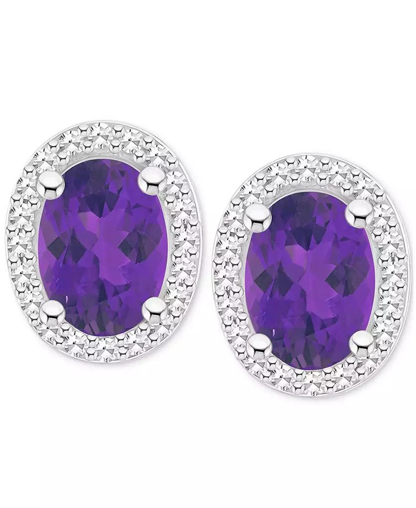 Macy's Amethyst (1-5/8 ct. t.w.) & Diamond (1/5 ct. t.w.) Halo Stud Earrings in Sterling Silver (Also in Citrine, Garnet, Peridot, & Blue Topaz) 3