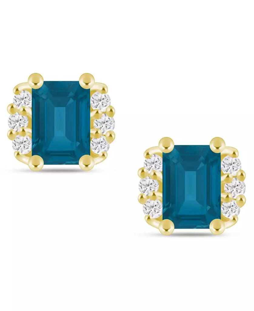 Macy
s Gemstone and Diamond 1/3" Stud Earrings in 10K White Gold (also in 10K Yellow Gold)