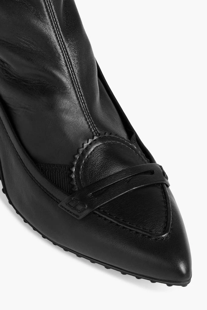 Alessandro Dell'Acqua Grosgrain-trimmed stretch-leather ankle boots 4