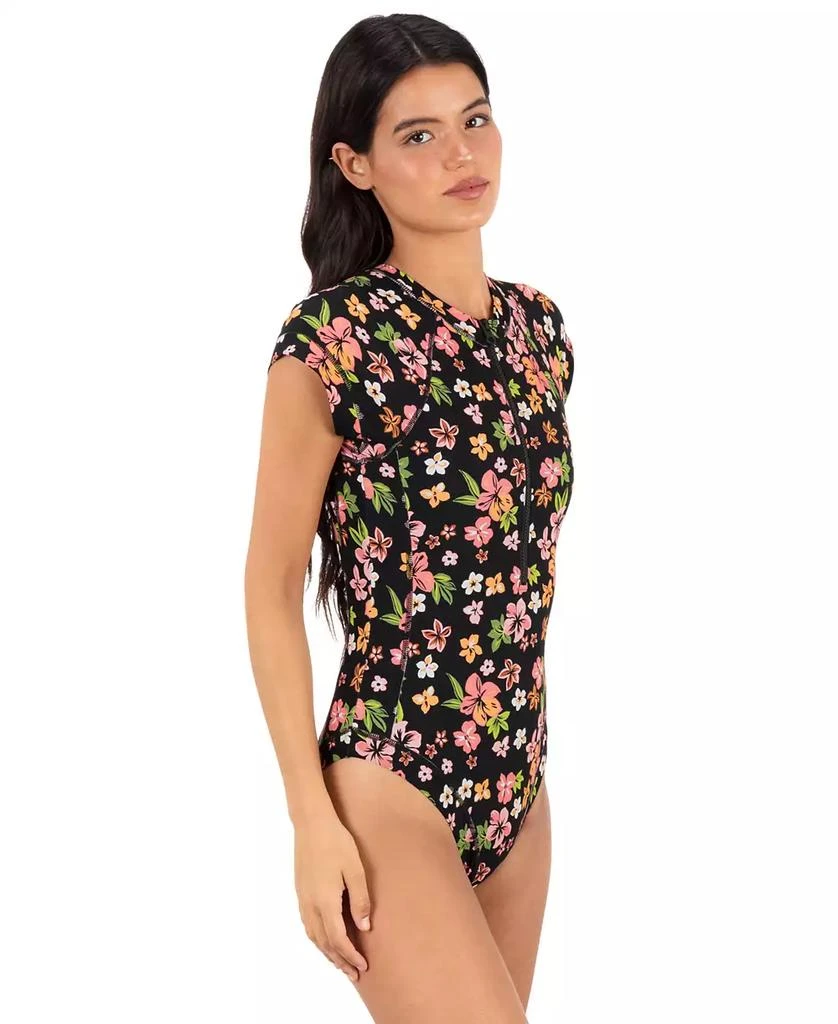 Hurley Women
s Crew Neck Max Hibiscus Dream Floral Print Surf Swimsuit 2
