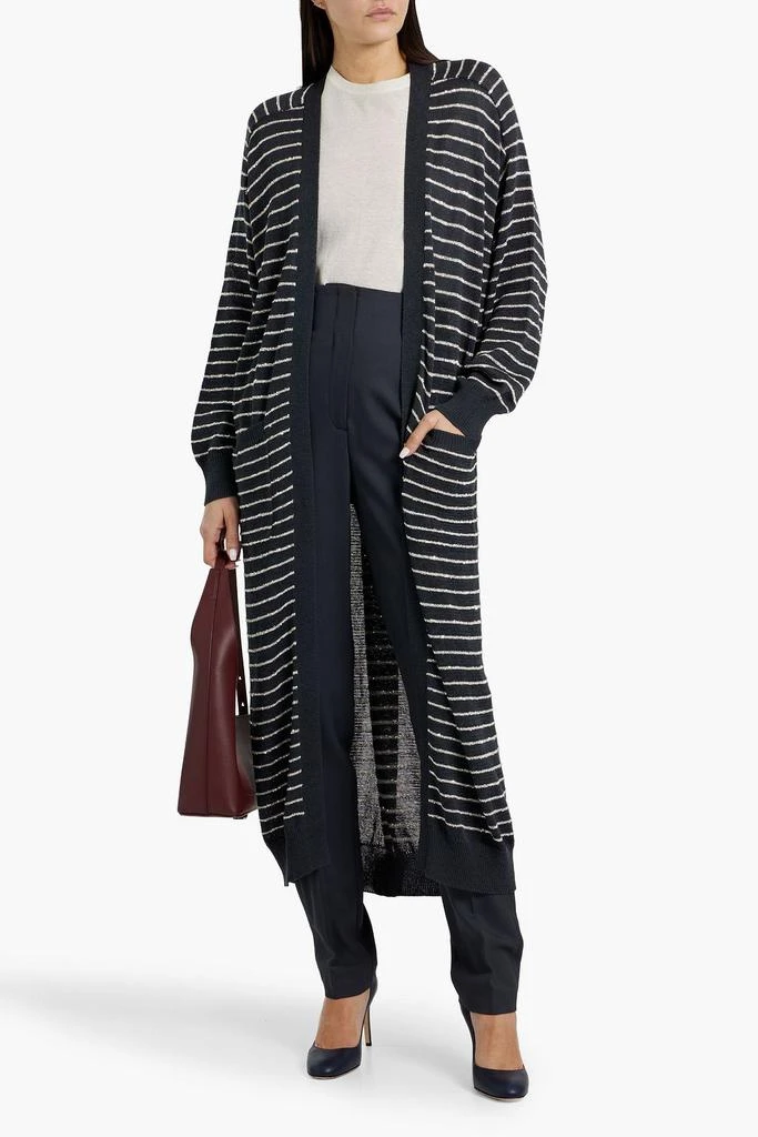 Brunello Cucinelli Sequin-embellished striped cotton cardigan 2
