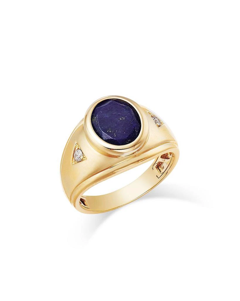 Bloomingdale
s Men
s Lapis 
Diamond Ring in 14K Yellow Gold 1