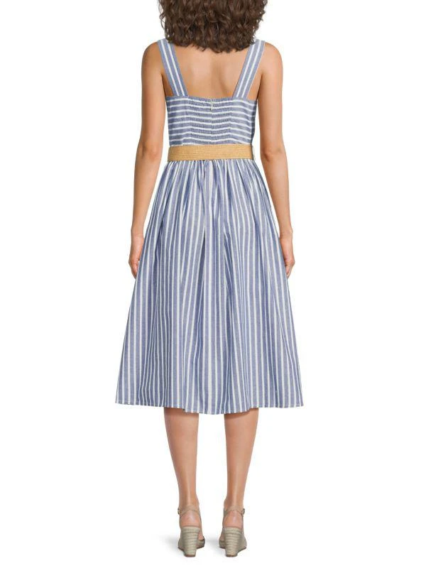 Eliza J Missy Striped Cotton Midi-Dress 2