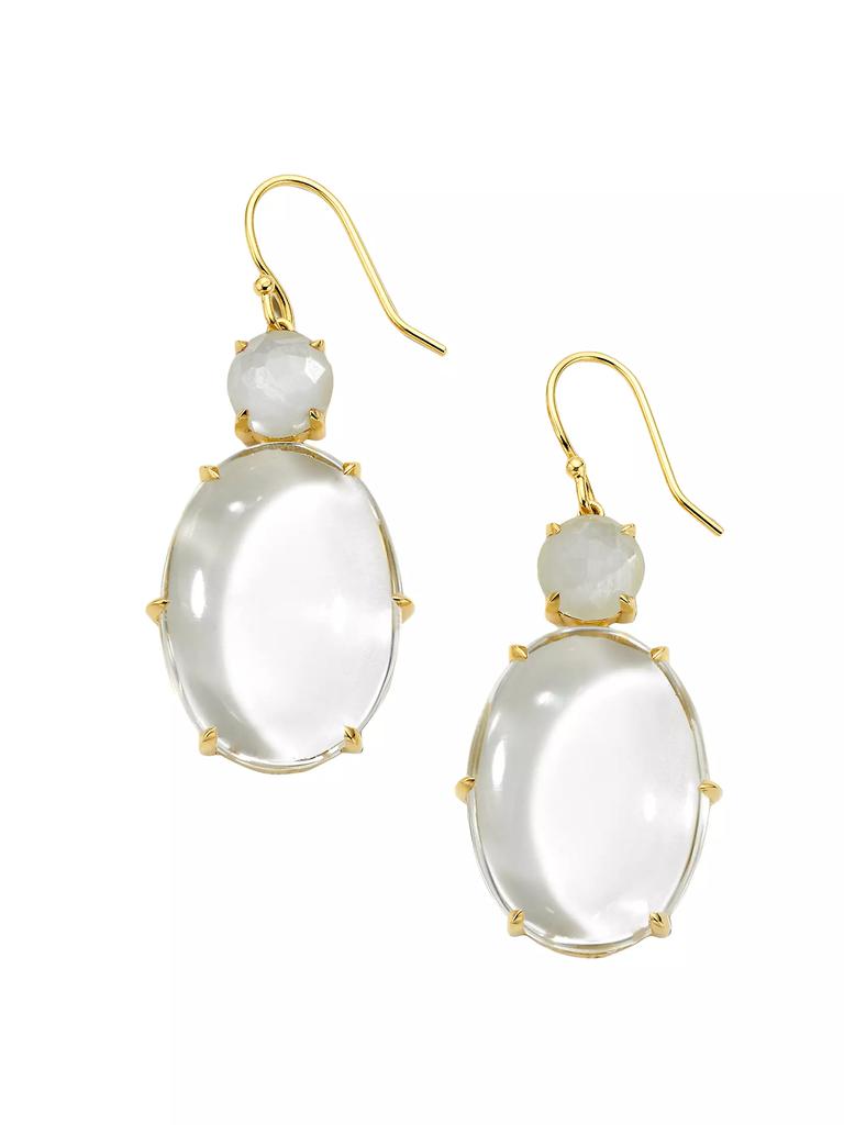 Ippolita Snowman 18K Yellow Gold, Rock Crystal, & Moonstone Drop Earrings