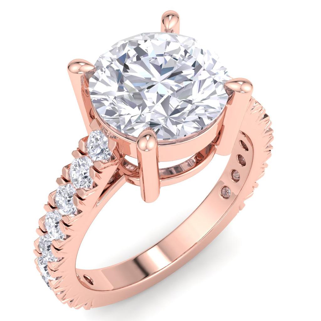 SSELECTS 4 Carat Round Lab Grown Diamond Classic Engagement Ring In 14K Rose Gold G-H, Vs2