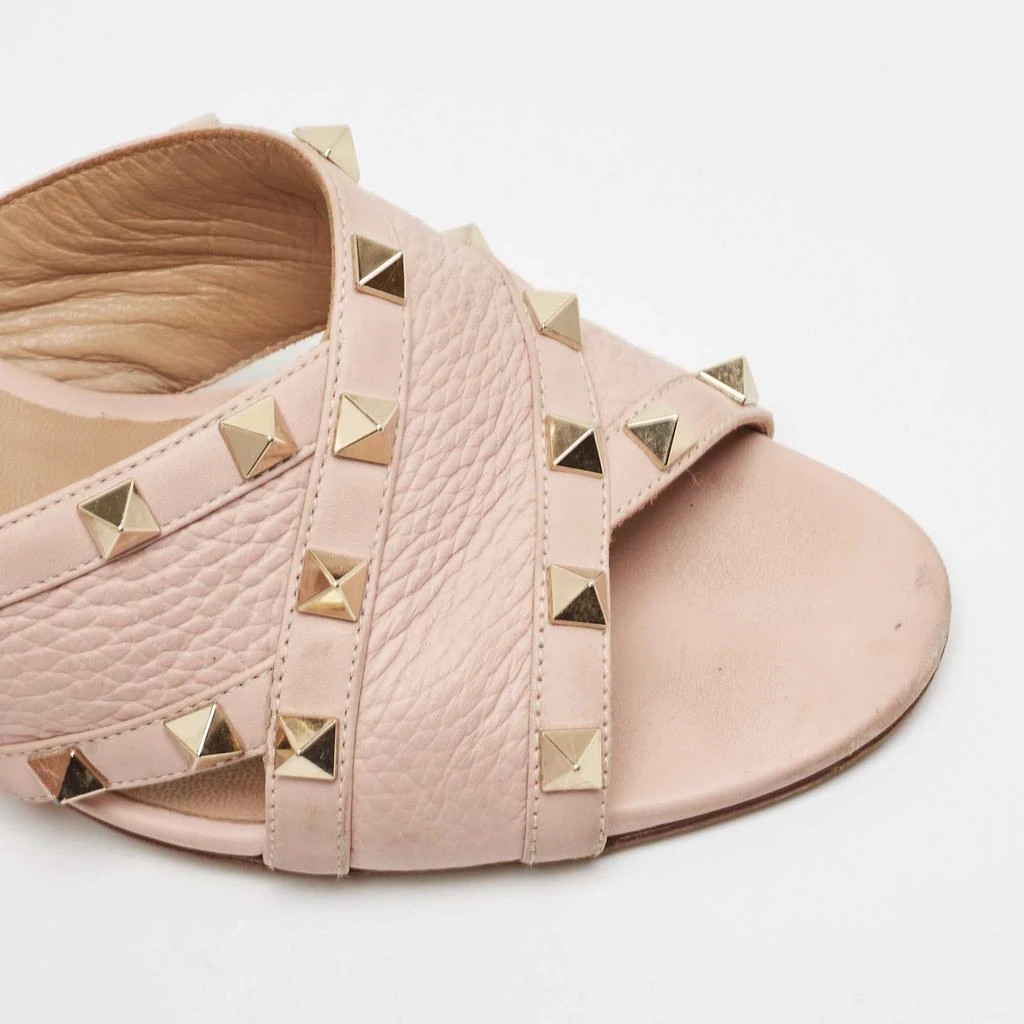Valentino Valentino Pink Leather Rockstud Block Heel Slide Sandals Size 38 7