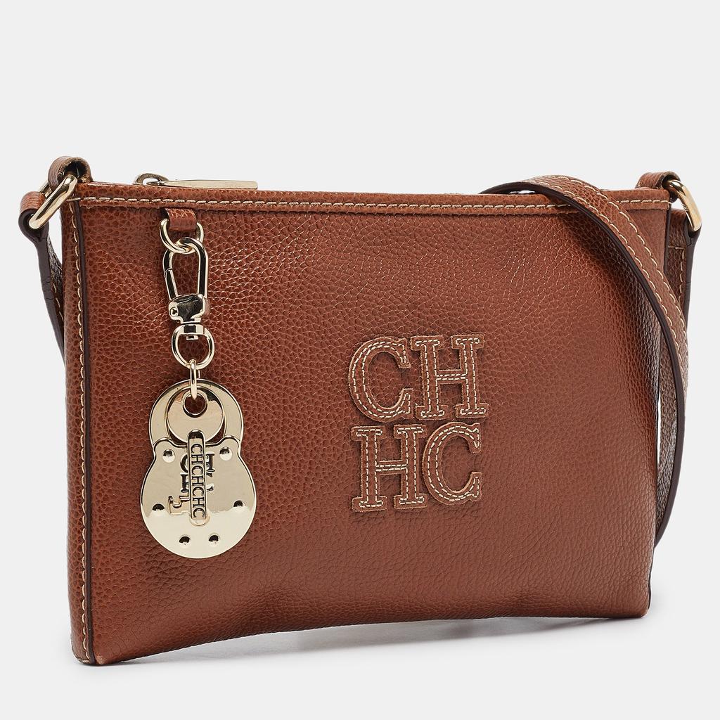 Carolina Herrera Carolina Herrera Brown Leather Lock Charm Crossbody Bag