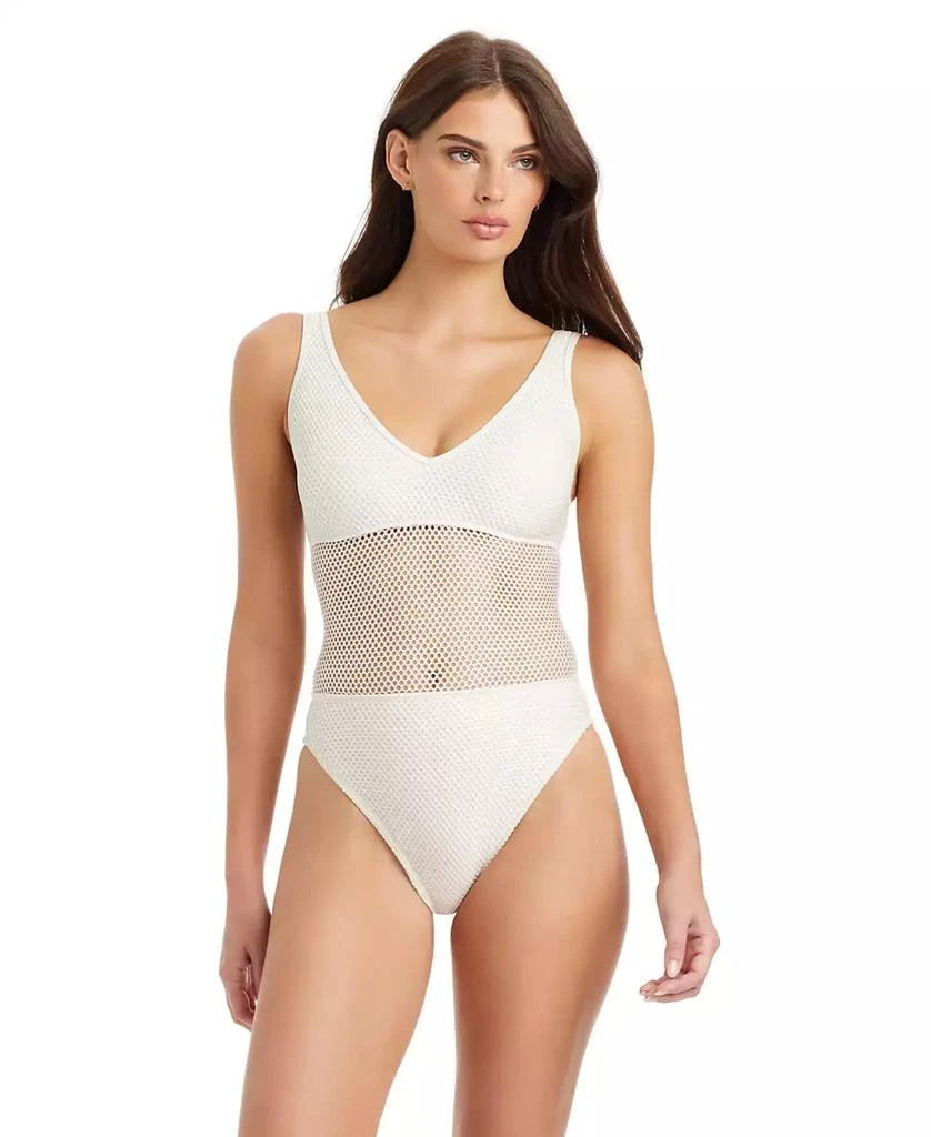 Sanctuary Sea Crochet Over The Shoulder Scoop Neck Tank Swimsuit 1