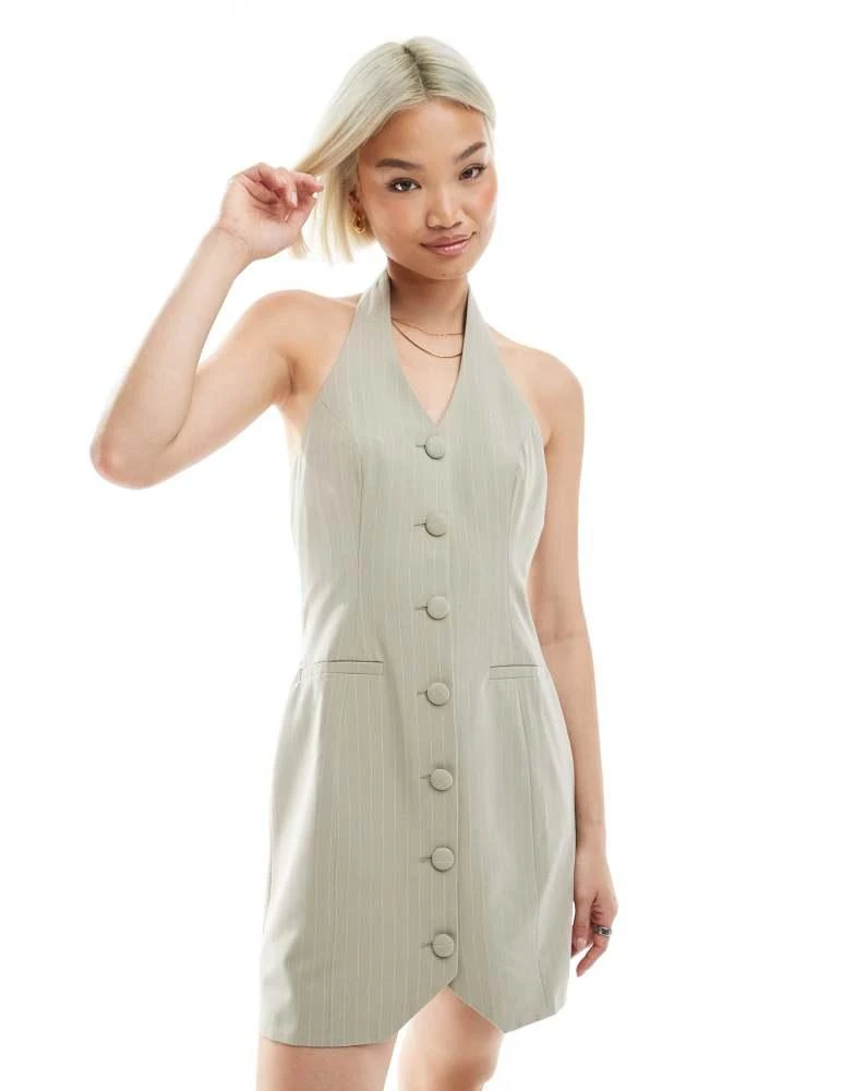 slim fit dress slacks Cold Shoulder Halter Neck Detail Midi Jacquard Dress – John Paul Ataker main image 1