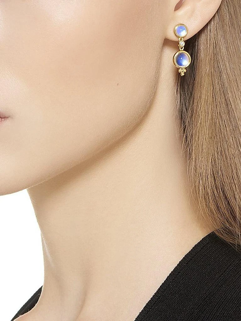 Temple St. Clair Florence86 Royal Blue Moonstone, Diamond & 18K Yellow Gold Double-Drop Earrings 3