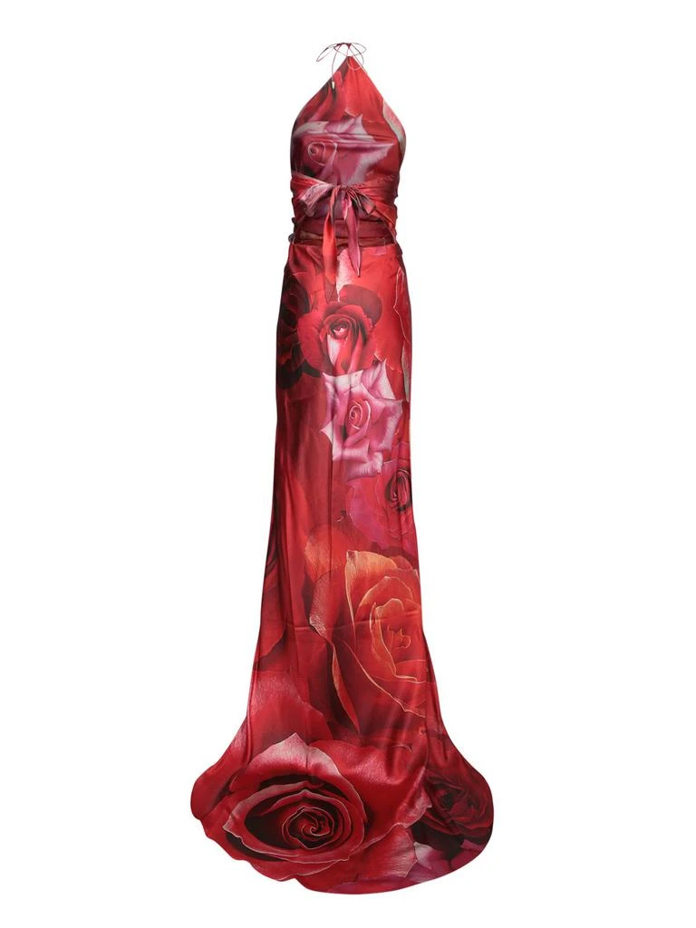 chinese dress ladies Vintage 2005 Roberto Cavalli Large-Scale Floral Silk Bustier High-Slit Gown  & Shawl main image 1