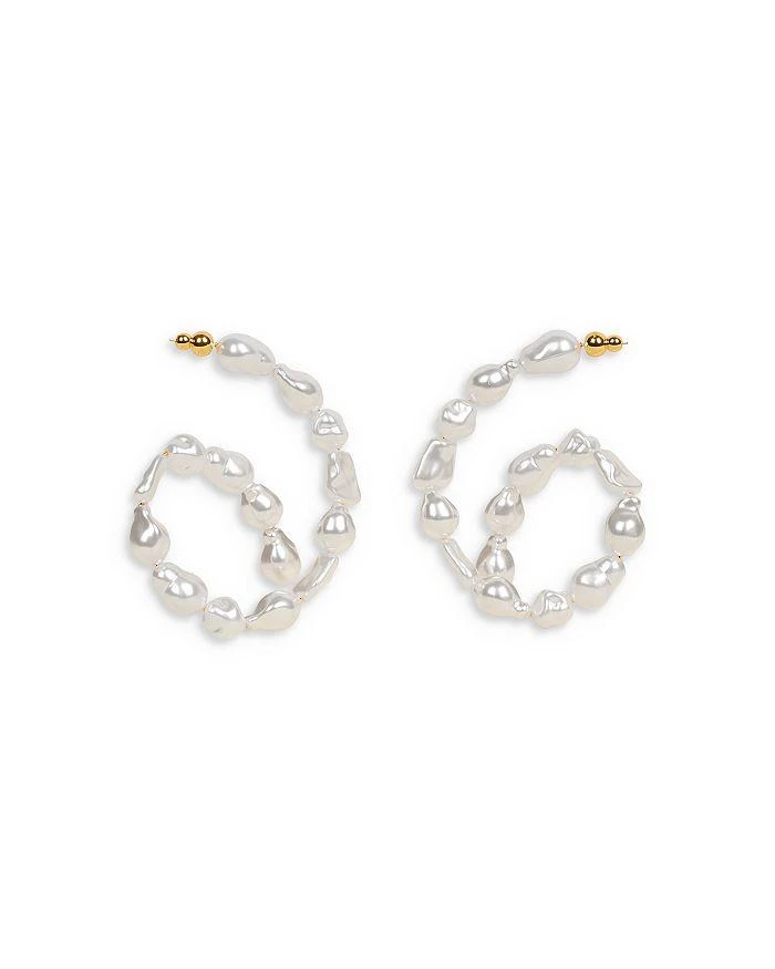 Cult Gaia Kiara Imitation Pearl Curled Drop Earrings in Gold Tone