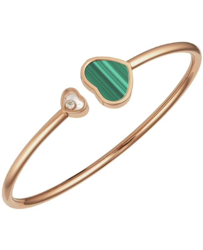 Chopard Bracelet 857482-5105 18K Rose Gold, Diamond and Malachite Bangle Size S Chopard Happy Hearts Women
s
