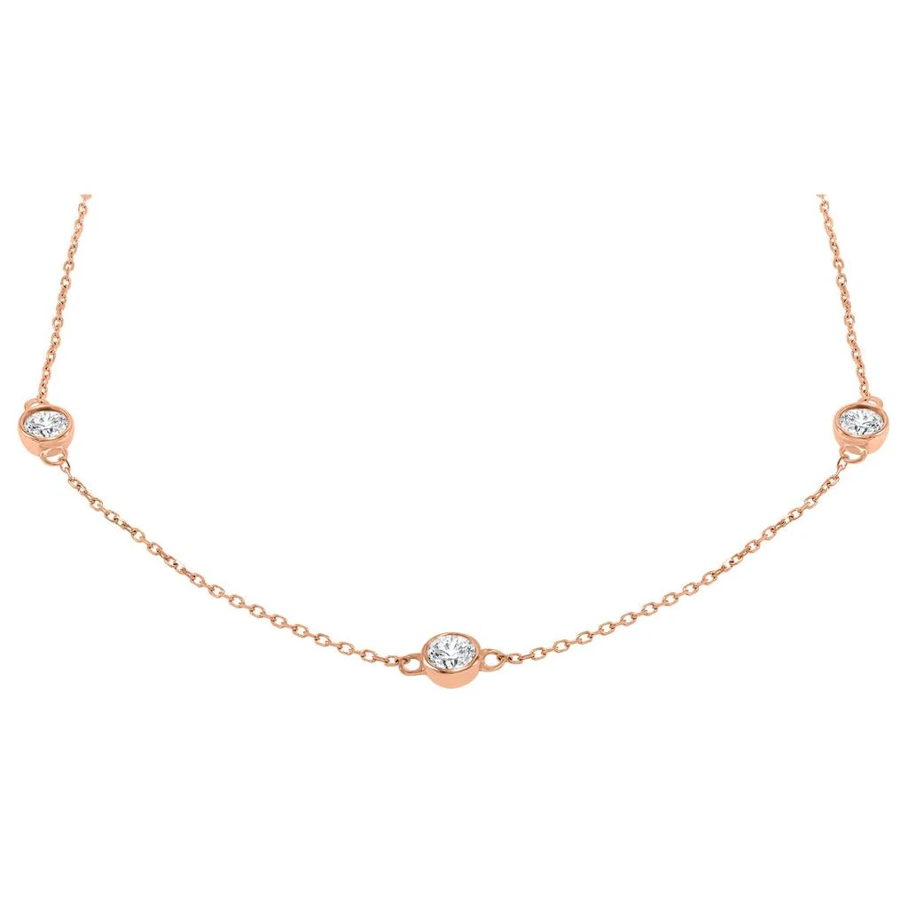 SSELECTS 1 1/2 Carat Tw Bezel Set Diamond Station Necklace In 14K Rose Gold 2