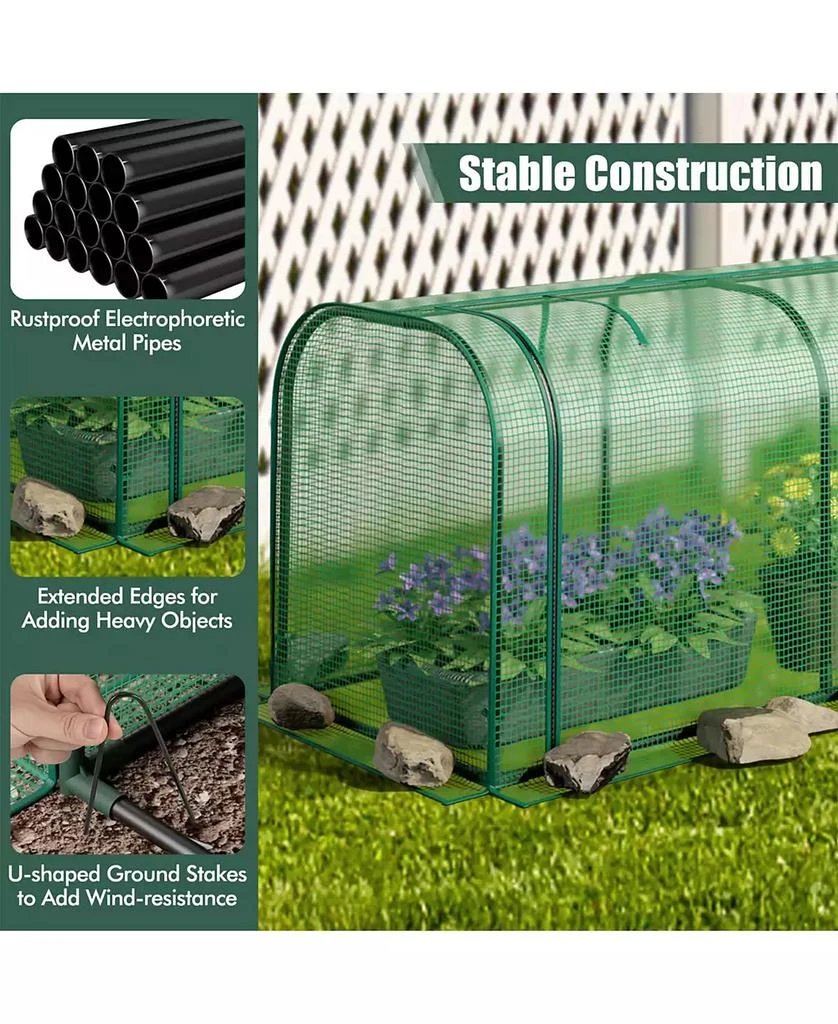 SUGIFT Mini Tunnel Greenhouse with Roll-up Zipper Door-Green 2