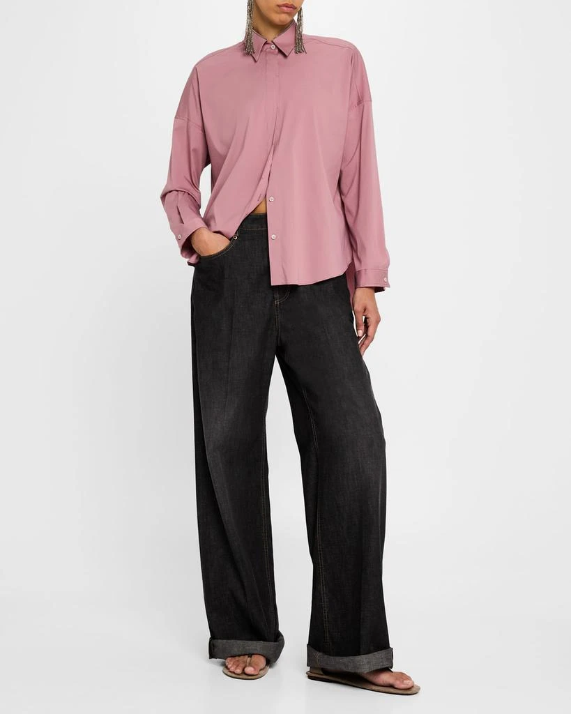 Brunello Cucinelli High-Rise Monili Wide-Leg Jeans 2