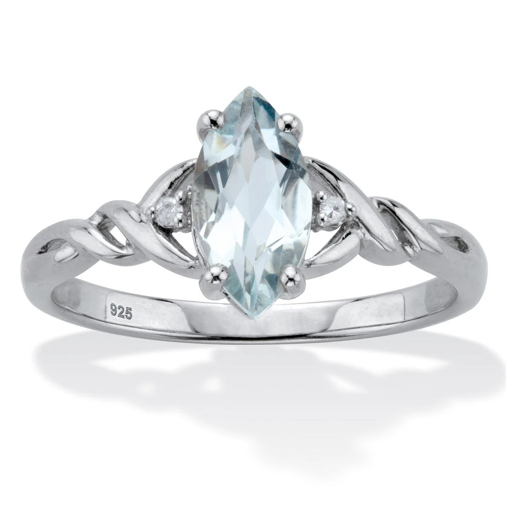 Palm Beach Jewelry .82 Cttw. Marquise Cut Aquamarine
Diamond Accents Sterling Silver Braided Ring