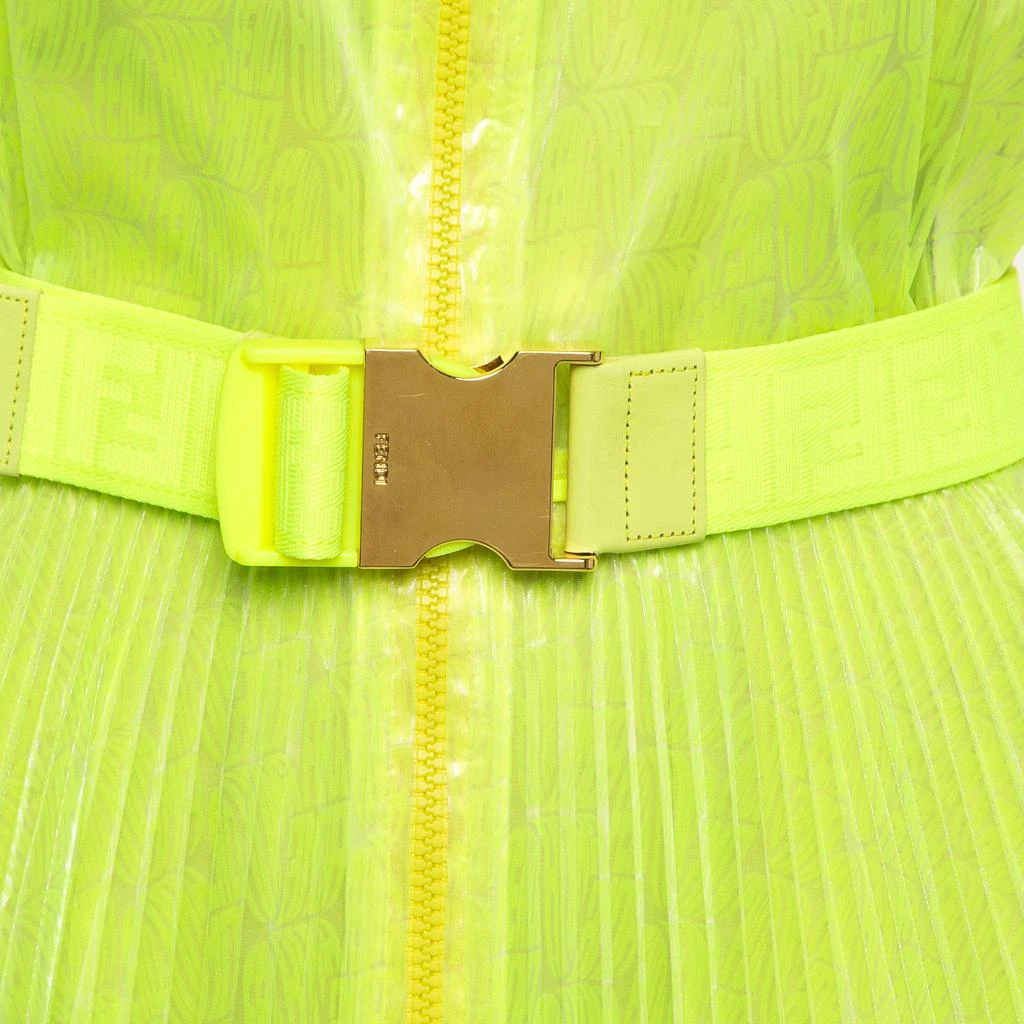 Fendi Fendi Neon Yellow Printed Synthetic Pleated Bleated Midi Dress M 2