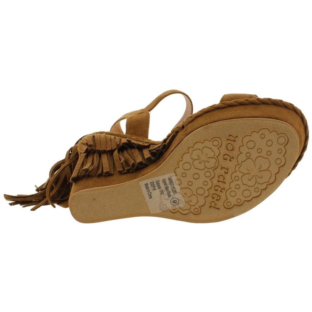 Not Rated Roaring Ruby Womens Faux Suede Fringe Wedge Sandals 2