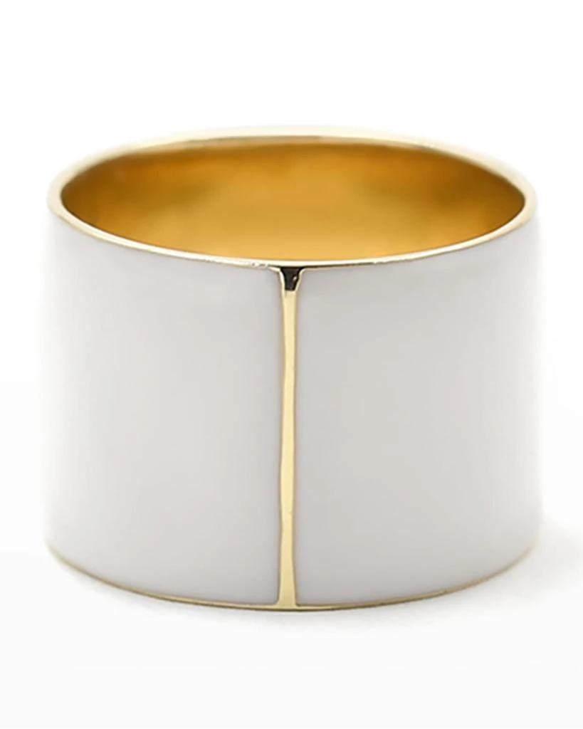 BONDEYE JEWELRY White Enamel Cigar Band Ring, Size 8 1