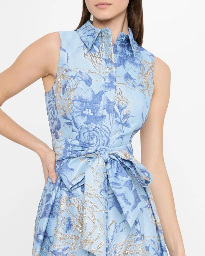 Teri Jon Metallic Floral Jacquard Midi Shirtdress 5