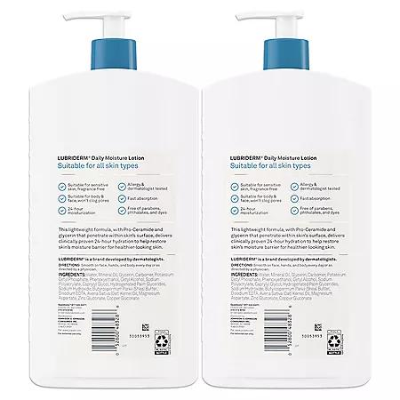 Lubriderm Lubriderm Daily Moisture Body Lotion, Fragrance-Free, 24 oz., 2 pk.