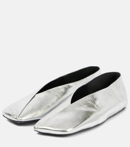 Jil Sander Metallic leather ballet flats 5
